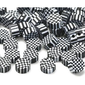 Airssory 100 pcs أبيض وأبيض مربعات منقوشة بالخرز بوليمر الطين حبة الفسيفساء للمجوهرات المصنوعة يدويًا لصنع المجوهرات - 10x4.5 ملم