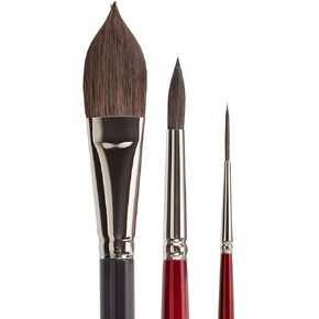 Kingart 1060e Premium 3 PC. فرش الفنان المائي الاعتدال ، سنجاب كازان الاصطناعية الناعمة ، مقبض قصير ، مجموعة من 3
