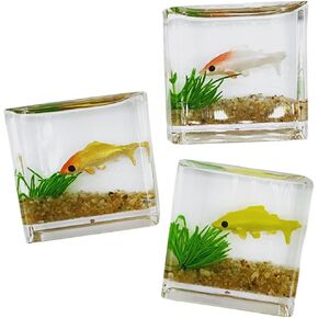 3Pcs Miniature Glass Fish Tanks, Assorted Color, 1.06*1.02*0.51 Inch, Decorative Mini House Decors for Dollhouse, Diy, Role-Playing, and Home Decor