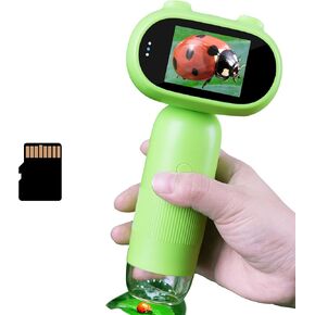 GreenPeek Kids Microscope, Handheld MiniScope for Kids, 2" Screen,1000x Mini Portable Pocket Digital Microscope for Kids, 32GB Card, Kids Educational Science Kit, Gift for Kids (Light Green)