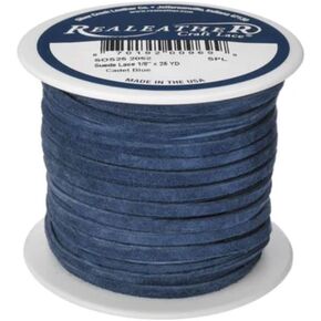Realeather Silver Creek Leather Co Suede Leather Lace for Crafts and Jewelry Making, 0.125" x 25', Cadet Blue