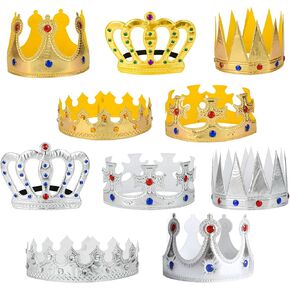 10pcs الأمير ولي العهد ، الملك التاج قبعة لحفلة عيد ميلاد Props Boys Girls Party King Prince Princess Halloween Nativity Costume Assumeory