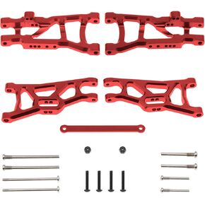 مجموعة A-arms الأمامية والخلفية من الألومنيوم وربطة التعادل المتوافقة مع 1/10 Traxxas Slash 2WD RCROPTERS PRADSERS ، استبدل 2555 3631 2532 (أحمر)