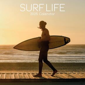 The Gifted Stationary 2025 Square Wall Calendar, Surf Life, 16-Month Lifestyles Theme Hanging Calendar with 180 Reminder Stickers, Month Planner for Home or Creative Spaces, 12x12 In
