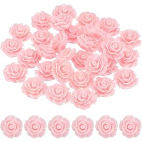 PATIKIL 20mm Rose Flower Resin Cabochon, 30 Pcs Mini Rose Flower Flatback Resin for Scrapbooking DIY Crafts Phone Case Decor Jewelry Making, Light Pink