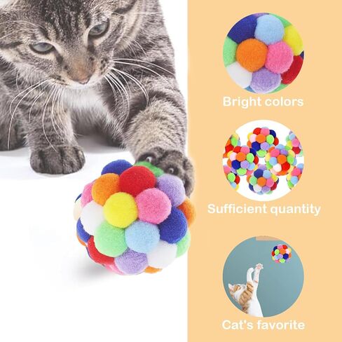 ألعاب Cat 4pcs - 1.75 "كرات أفخم ناعمة للقطط والقطط الداخلية | ألعاب مضغ غامضة قابلة للآلة ، تلعب الضغط بدون ضوضاء بألوان نابضة بالحياة ، كرات ألعاب قاسية متينة (متعددة الألوان) in Kuwait
