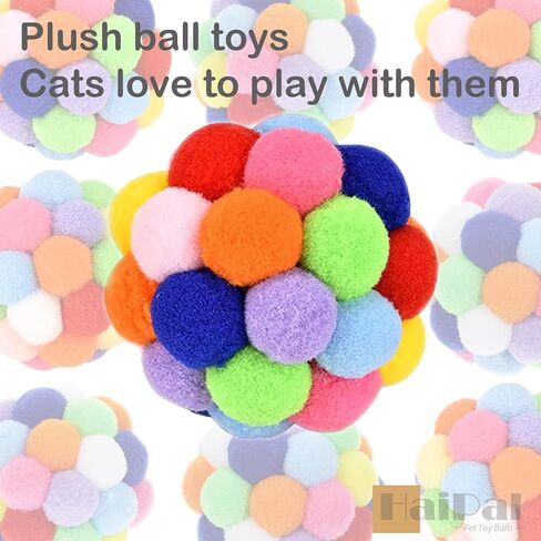 ألعاب Cat 4pcs - 1.75 "كرات أفخم ناعمة للقطط والقطط الداخلية | ألعاب مضغ غامضة قابلة للآلة ، تلعب الضغط بدون ضوضاء بألوان نابضة بالحياة ، كرات ألعاب قاسية متينة (متعددة الألوان) in Kuwait