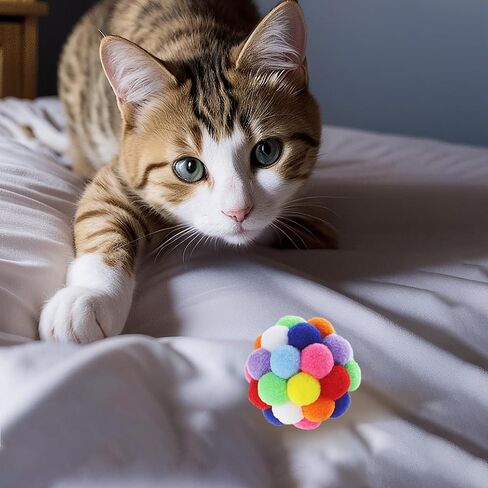 ألعاب Cat 4pcs - 1.75 "كرات أفخم ناعمة للقطط والقطط الداخلية | ألعاب مضغ غامضة قابلة للآلة ، تلعب الضغط بدون ضوضاء بألوان نابضة بالحياة ، كرات ألعاب قاسية متينة (متعددة الألوان) in Kuwait