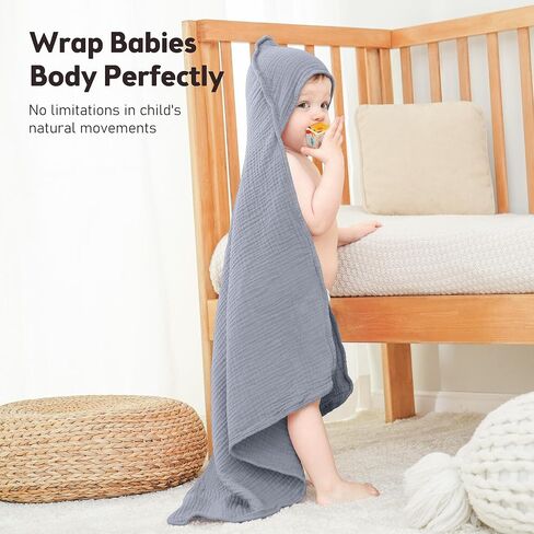 Susurration Hooded Baby Towels for Newborn 2 Pack 100% Muslin Cotton Towel for Babies，Highly Absorbent and Newborn Essential 30x30 Inch (Beige Sand) in Saudi Arabia