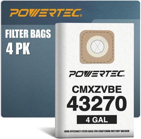 POWERTEC CMXZVBE39970 Vacuum Bags for Craftsman 39970 10PK, for Craftsman CMXEVBE 17155, 17584, 17590, 18590, 18690, 6 to 10 Gallon Replacement Dust Collection Bags, Shop Vacuum Bags (75072-P5) in Saudi Arabia