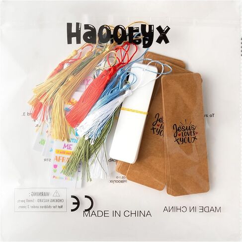 Haooryx Boho Christian Bible Diy Bookmark- 96pcs الكتاب المقدس الآية DIY إشارة مرجعية UV DTF TRANSFICER FARLY ACRYLIC TASSEL RECTRANGER ACRYLAC BOOK علامات للأطفال DIY KITTS TAGS GIFT SATS in Saudi Arabia