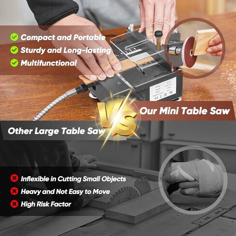 Saker Mini Multi-Functional Table Saw Height Adjustable,Mini Table Saws for Crafts,Portable Mini Desktop Electric Saw for Wood Cutting,Speeds & Angle with More Accessories for Plastic Acrylic Cutting in Saudi Arabia