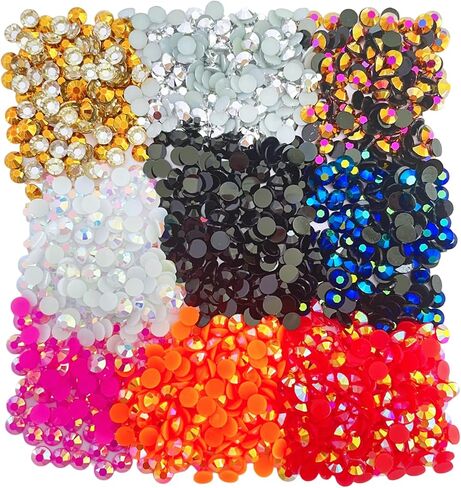 Crystal Bling 5mm Jelly ab Flatback Rhinestones Mixed 9 Color with Pick up Tool for DIY Crafts, Shoes, Tumbler,Cup yt-mx01 in Saudi Arabia