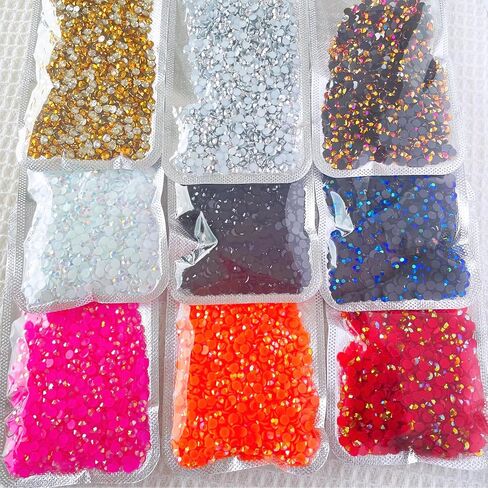 Crystal Bling 5mm Jelly ab Flatback Rhinestones Mixed 9 Color with Pick up Tool for DIY Crafts, Shoes, Tumbler,Cup yt-mx01 in Saudi Arabia