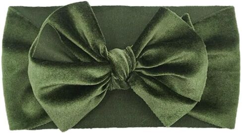 Baby Girls Bow Headbands, Stretchy Velvet Hair Bows Headbands Solid Color Wide Turban Knotted Big Bow Elastic Hairbands Headwraps Hair Accessories in Kuwait