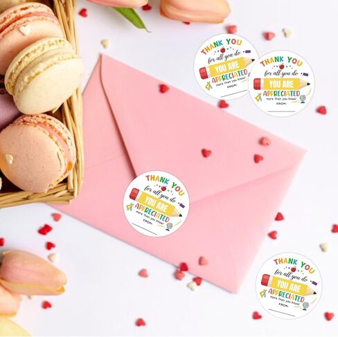 Thank You Teacher Gifts Stickers, 20 Round 20 Rectangular Pencil Thank You Labels, Teacher's Day Back to School Season Favor Name Tags for Snacks, Gift Bags and Gift Wrapping - A05 in Saudi Arabia