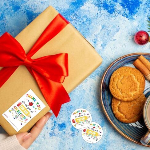 Thank You Teacher Gifts Stickers, 20 Round 20 Rectangular Pencil Thank You Labels, Teacher's Day Back to School Season Favor Name Tags for Snacks, Gift Bags and Gift Wrapping - A05 in Saudi Arabia