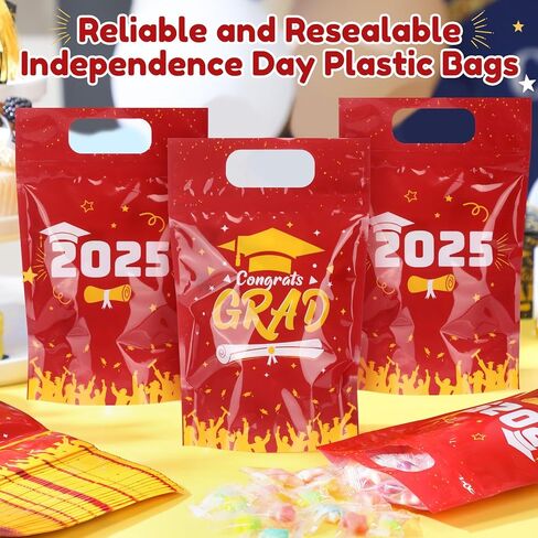50 PCS التخرج أكياس هدايا فئة واضحة من 2025 أكياس مختومة مع مقابض قابلة للاستيلاء تهانينا حقيبة بلاستيكية خريجة لتخرج الطرف الحزب الوهمية لوازم اللوازم (أسود) in Saudi Arabia