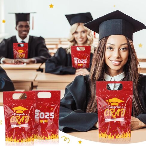 50 PCS التخرج أكياس هدايا فئة واضحة من 2025 أكياس مختومة مع مقابض قابلة للاستيلاء تهانينا حقيبة بلاستيكية خريجة لتخرج الطرف الحزب الوهمية لوازم اللوازم (أسود) in Saudi Arabia