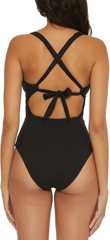 Becca by Rebecca Virtue Women's Standard Modern Edge One Piece Swimsuit, High Leg, Bathing Suits, White in Saudi Arabia