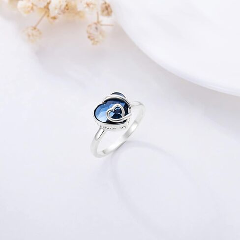 POPKIMI Memorial Gifts for Women Cremation Jewelry for Ashes 925 Sterling Silver Ashes Ring for Women Crystal Heart/Sunflower/Paw Print/Angle Wing Urn Ring Memorial Jewelry Birthday Gifts for Women in Saudi Arabia