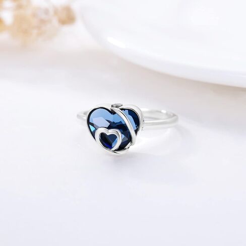 POPKIMI Memorial Gifts for Women Cremation Jewelry for Ashes 925 Sterling Silver Ashes Ring for Women Crystal Heart/Sunflower/Paw Print/Angle Wing Urn Ring Memorial Jewelry Birthday Gifts for Women in Saudi Arabia