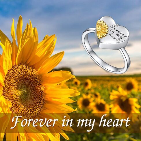 POPKIMI Memorial Gifts for Women Cremation Jewelry for Ashes 925 Sterling Silver Ashes Ring for Women Crystal Heart/Sunflower/Paw Print/Angle Wing Urn Ring Memorial Jewelry Birthday Gifts for Women in Saudi Arabia