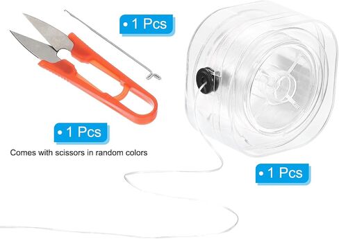 PATIKIL 55 Yard Flat Stretchy Bracelet String, 0.8mm Elastic String Stretch Bead Cord with Beading Needle and Scissor for Bracelets Beading Jewelry Making, White in Saudi Arabia