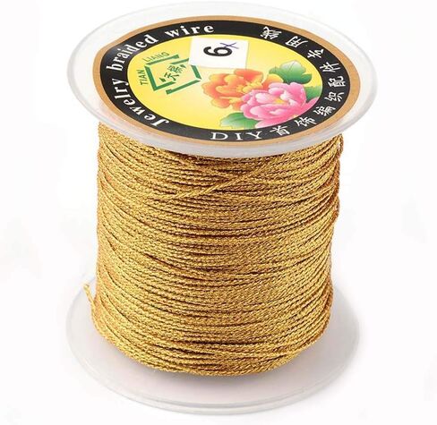 Pandahall 54Yards/Roll 3 Rolls Round Metallic Cord 12-Ply 1mm Tinsel String Craft Braided Thread Gold for Jewelry Making Gift Wrapping Hanging in Saudi Arabia