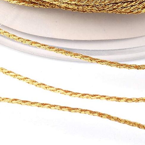 Pandahall 54Yards/Roll 3 Rolls Round Metallic Cord 12-Ply 1mm Tinsel String Craft Braided Thread Gold for Jewelry Making Gift Wrapping Hanging in Saudi Arabia