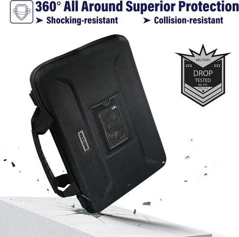 IBENZER EVA Stay-in Protective Case for 11" MacBook Air/Asus/Acer/Samsung/HP/Lenovo Chromebook Laptop, Hardshell Laptop Bag with ShoulderStrap & Handle for K-12 Students, Work, Black, EVA-LS-BK in Kuwait