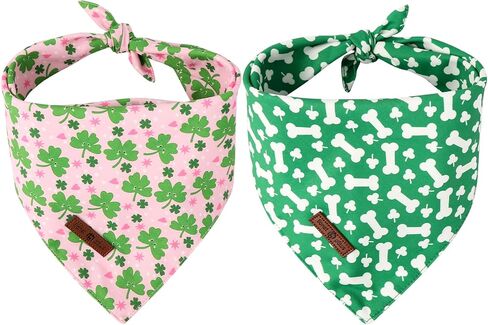 Lionet Paws Easter 2pcs Dog Bandanas, Pink Rabbit Dog Scarf Bib Premium Fabric,Cute Rabbit Claw Flower Bandanas for Small Medium Dogs Pets in Saudi Arabia