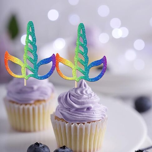 Rsstarxi 10 Pack Unicorn Rainbow Cupcake Toppers Unicorn Rainbow Horse Cake Decorations Unicorn Cupcake Picks for Rainbow Unicorn Baby Shower Birthday Party Decorations, Design 4 in Kuwait