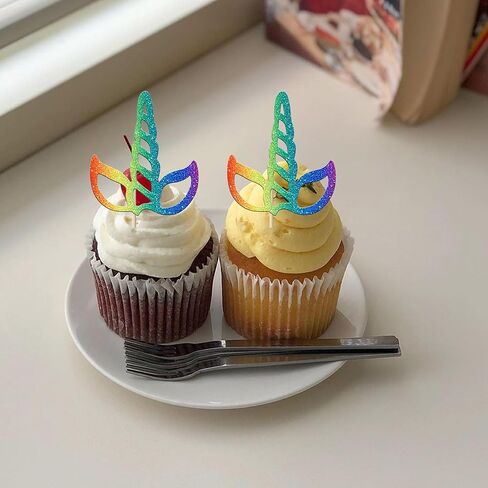 Rsstarxi 10 Pack Unicorn Rainbow Cupcake Toppers Unicorn Rainbow Horse Cake Decorations Unicorn Cupcake Picks for Rainbow Unicorn Baby Shower Birthday Party Decorations, Design 4 in Kuwait