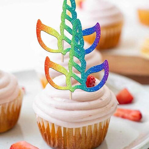 Rsstarxi 10 Pack Unicorn Rainbow Cupcake Toppers Unicorn Rainbow Horse Cake Decorations Unicorn Cupcake Picks for Rainbow Unicorn Baby Shower Birthday Party Decorations, Design 4 in Kuwait