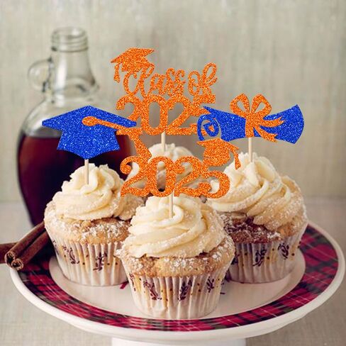 RSSTARXI 36 Pack 2025Graduation Cupcake Toppers Glitter Class of 2025 Cap Cap Diploma Cupcake for 2025 Tervement theme Party Cake Decorations in Saudi Arabia