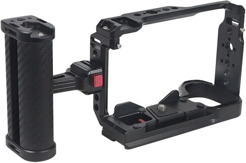 قفص الكاميرا متوافق مع Sony A6700 متوافق مع تثبيت DJI RS4Pro ، والثقوب المدمجة في الخيوط ، والأحذية الباردة ولوحة إطلاق سريعة (قفص A6700 مع مقبض 1) in Kuwait