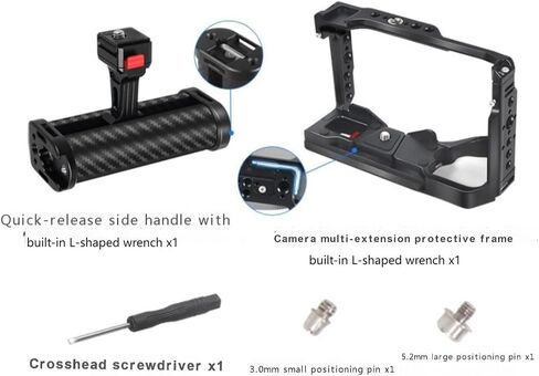 قفص الكاميرا متوافق مع Sony A6700 متوافق مع تثبيت DJI RS4Pro ، والثقوب المدمجة في الخيوط ، والأحذية الباردة ولوحة إطلاق سريعة (قفص A6700 مع مقبض 1) in Kuwait
