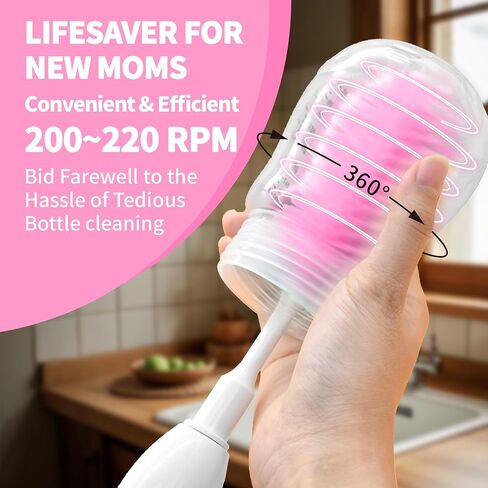 Electric Bottle Brush Cleaner New Upgrade, Portable Electric Baby Bottle Brush Cleaner for Travel, Travel Bottle Cleaner Kit with Nipple & Straw Brush, Perfect Mom Essentials After Birth Gift, Green in Saudi Arabia