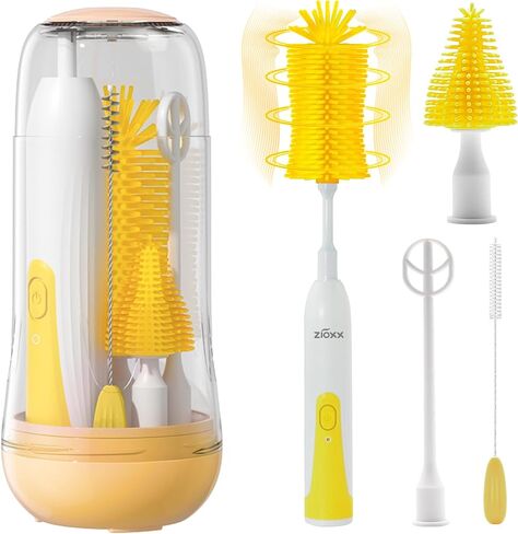 Electric Bottle Brush Cleaner New Upgrade, Portable Electric Baby Bottle Brush Cleaner for Travel, Travel Bottle Cleaner Kit with Nipple & Straw Brush, Perfect Mom Essentials After Birth Gift, Green in Saudi Arabia
