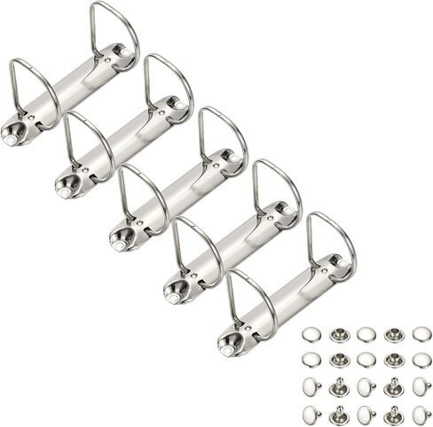 PATIKIL B7 2 Hole Ring Binder Mechanisms, 5 Set 1.97" D Ring Replacement Binder Planner Loose Leaf Binding Spines for Organizers DIY Fill Paper Storage Folder Accessories, 26mm Silver Tone in Saudi Arabia