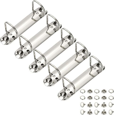 PATIKIL B7 2 Hole Ring Binder Mechanisms, 5 Set 1.97" D Ring Replacement Binder Planner Loose Leaf Binding Spines for Organizers DIY Fill Paper Storage Folder Accessories, 26mm Silver Tone in Saudi Arabia