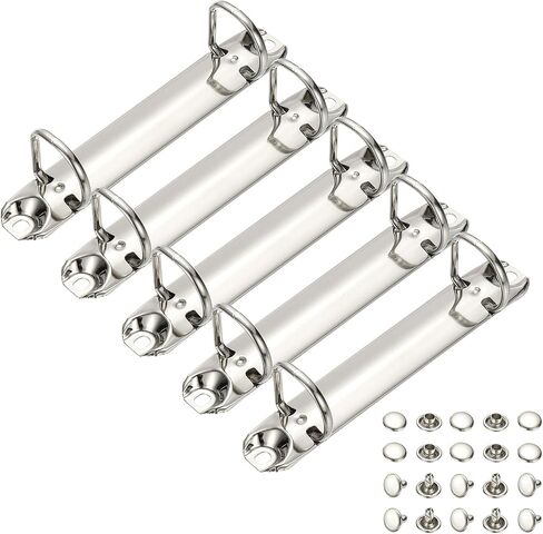 PATIKIL B7 2 Hole Ring Binder Mechanisms, 5 Set 1.97" D Ring Replacement Binder Planner Loose Leaf Binding Spines for Organizers DIY Fill Paper Storage Folder Accessories, 26mm Silver Tone in Saudi Arabia