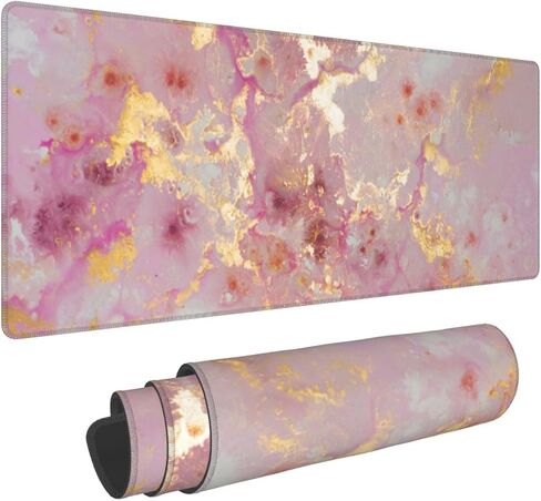 Extended Large Mouse Pads for Desk, Gaming Mousepad with Funny Marble for Women Office Gifts, XL Big Nonslip Computer Mats Deskmat for Keyboard and Laptop, (Pink, 31.5 * 11.8 in) in Saudi Arabia