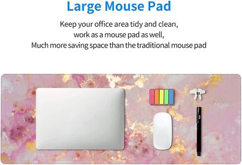 Extended Large Mouse Pads for Desk, Gaming Mousepad with Funny Marble for Women Office Gifts, XL Big Nonslip Computer Mats Deskmat for Keyboard and Laptop, (Pink, 31.5 * 11.8 in) in Saudi Arabia