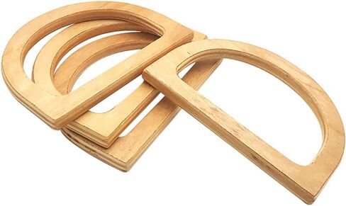 4 Pcs Wooden Bag Handles Replacement D Shape Handbag Purse Handles Decorative Bag Handles Purse Making Supplies for Beach Bag Crochet Handbags Straw Bag Beige in Saudi Arabia