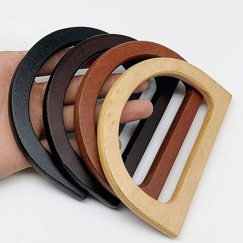 4 Pcs Wooden Bag Handles Replacement D Shape Handbag Purse Handles Decorative Bag Handles Purse Making Supplies for Beach Bag Crochet Handbags Straw Bag Beige in Saudi Arabia