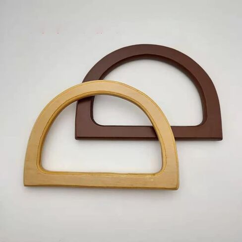 4 Pcs Wooden Bag Handles Replacement D Shape Handbag Purse Handles Decorative Bag Handles Purse Making Supplies for Beach Bag Crochet Handbags Straw Bag Beige in Saudi Arabia