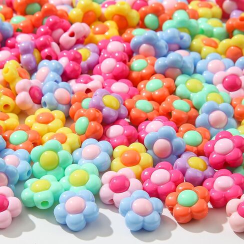 150pcs Acrylic Beads Colorful Flower Beads Rainbow Sun Flower Beads for Jewelry Making Handmade DIY Bracelet, Charms Keychain Craft Supplies (Rainbow Color) in Saudi Arabia
