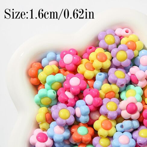 150pcs Acrylic Beads Colorful Flower Beads Rainbow Sun Flower Beads for Jewelry Making Handmade DIY Bracelet, Charms Keychain Craft Supplies (Rainbow Color) in Saudi Arabia